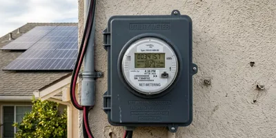 Net metering box installed on a home exterior wall in Pakistan